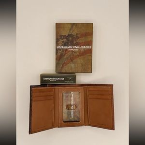 American Endurance Supply Co. Genuine Leather Weaved, Brown Tri-fold Wallet